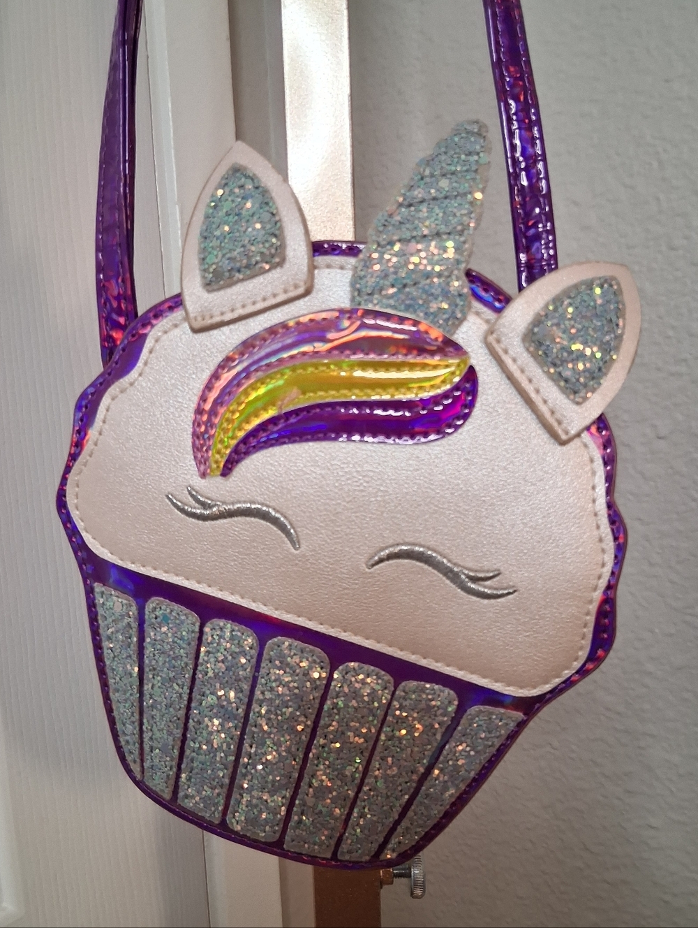 Girls Unicorn Cupcake Crossbody Sparkly